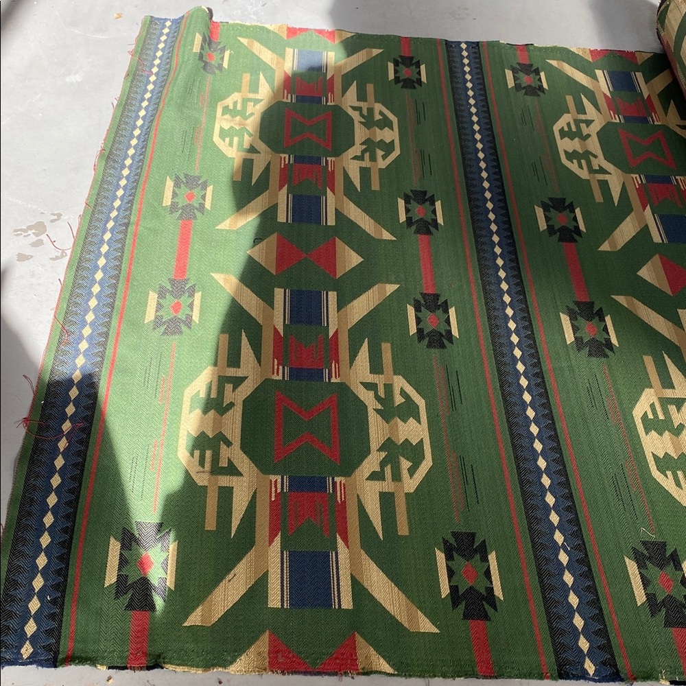Green and Red Southwestern Patterned Fabric - Picture 3 of 3
